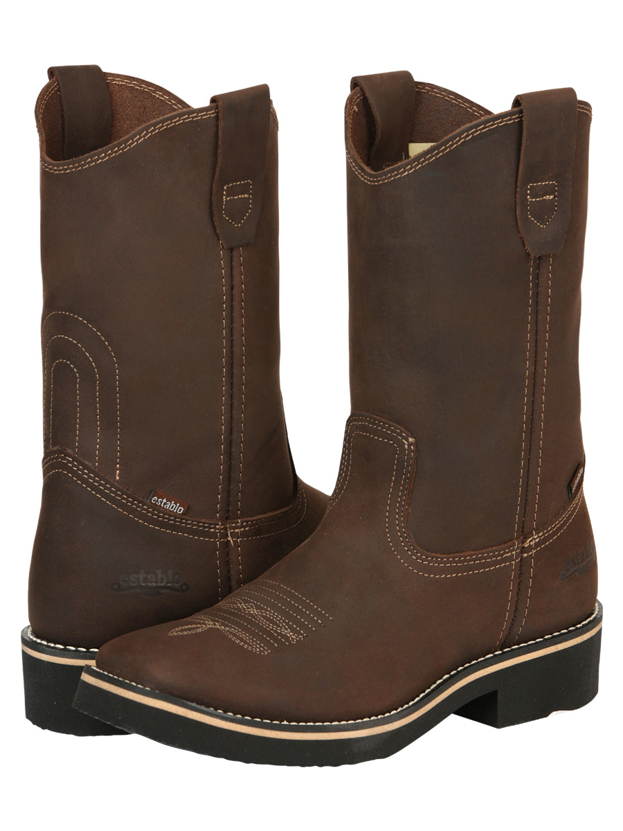 ESTABLO Men’s Leather Hybrid Work Cowboy Boot - Made In Mexico - Crazy Tan 41550 — view 3