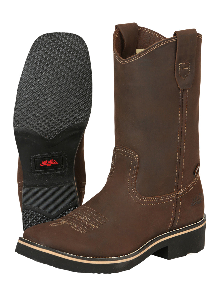 ESTABLO Men’s Leather Hybrid Work Cowboy Boot - Made In Mexico - Crazy Tan 41550 — view 4