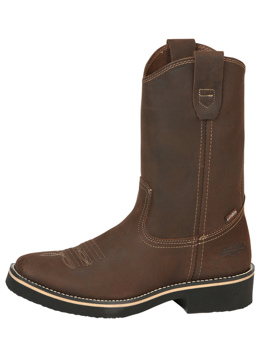 ESTABLO Men’s Leather Hybrid Work Cowboy Boot - Made In Mexico - Crazy Tan 41550 — view 5