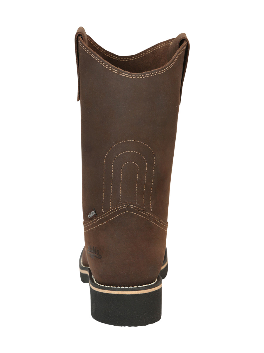 ESTABLO Men’s Leather Hybrid Work Cowboy Boot - Made In Mexico - Crazy Tan 41550 — view 9