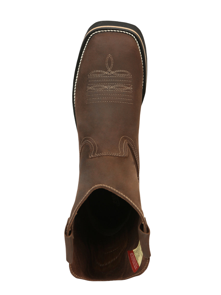 ESTABLO Men’s Leather Hybrid Work Cowboy Boot - Made In Mexico - Crazy Tan 41550 — view 10