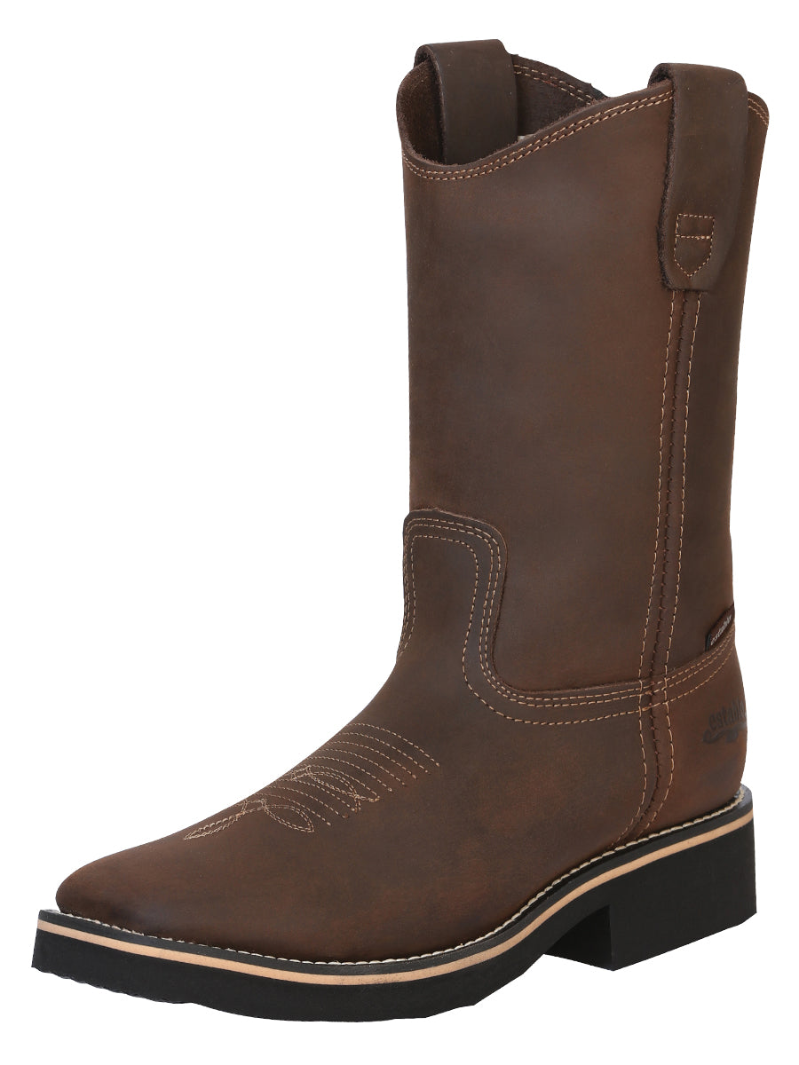 ESTABLO Men’s Leather Hybrid Work Cowboy Boot - Made In Mexico - Crazy Tan 41550 — view 12
