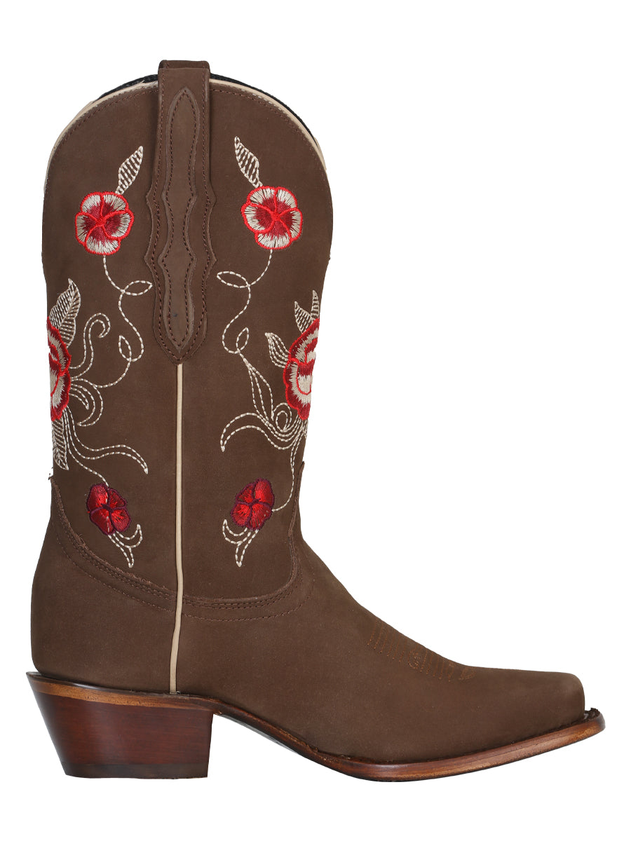 El General Women's Leather Western Cowboy Boot - Nubuck Camel 41784 — view 2