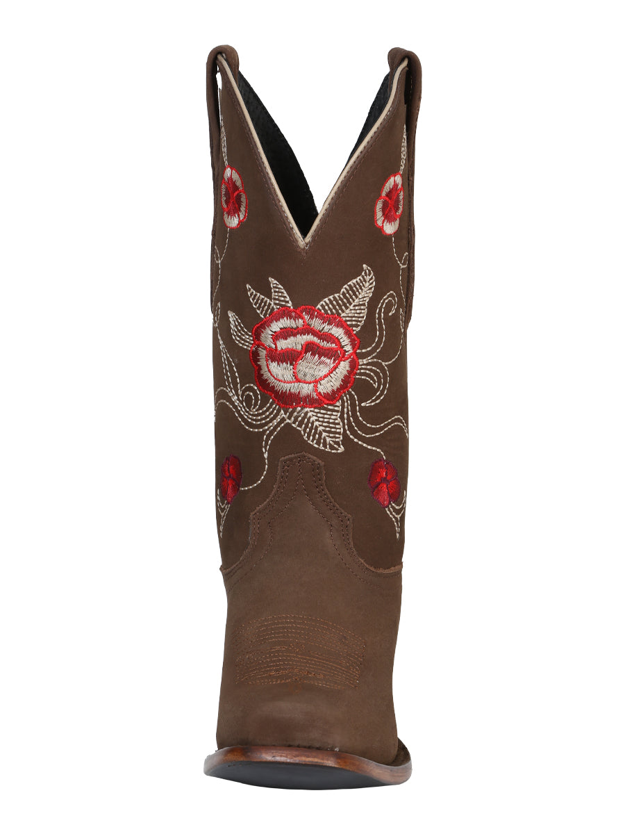 El General Women's Leather Western Cowboy Boot - Nubuck Camel 41784 — view 4