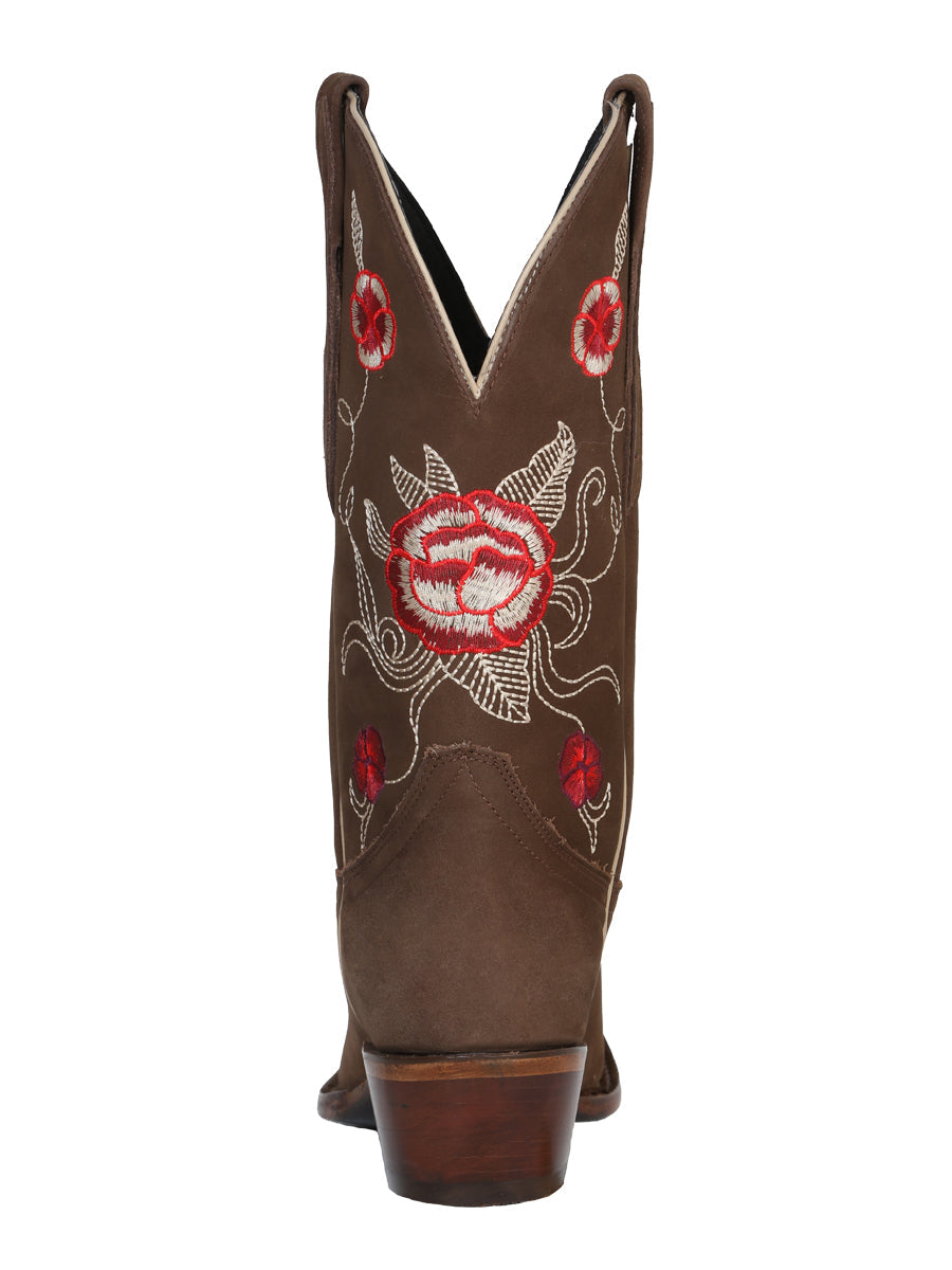 El General Women's Leather Western Cowboy Boot - Nubuck Camel 41784 — view 5