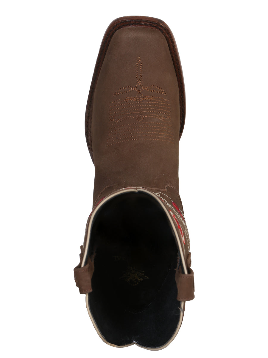 El General Women's Leather Western Cowboy Boot - Nubuck Camel 41784 — view 6