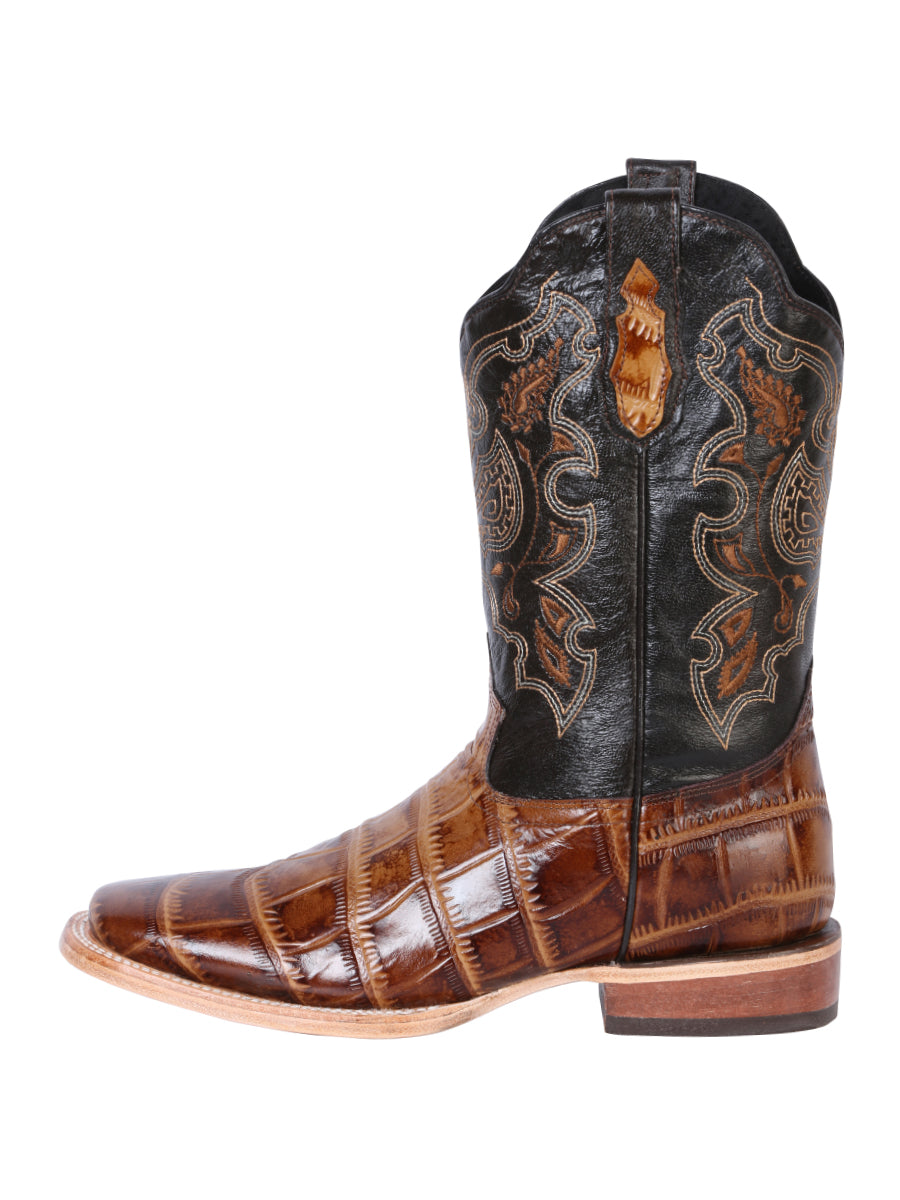 El General Men's Leather Cowboy Boot - Made in Mexico - Embossed Alligator Brown 41794 — view 2