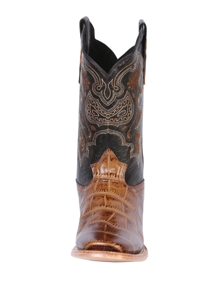 El General Men's Leather Cowboy Boot - Made in Mexico - Embossed Alligator Brown 41794 — view 4