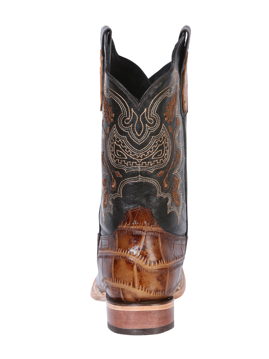 El General Men's Leather Cowboy Boot - Made in Mexico - Embossed Alligator Brown 41794 — view 5