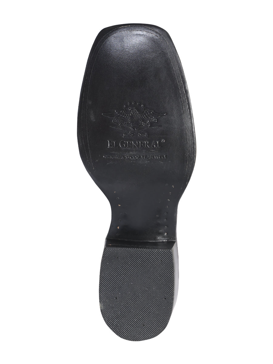 El General Men's Leather Cowboy Boot - Made in Mexico - Embossed Ostrich Black Cherry 41901 — view 4