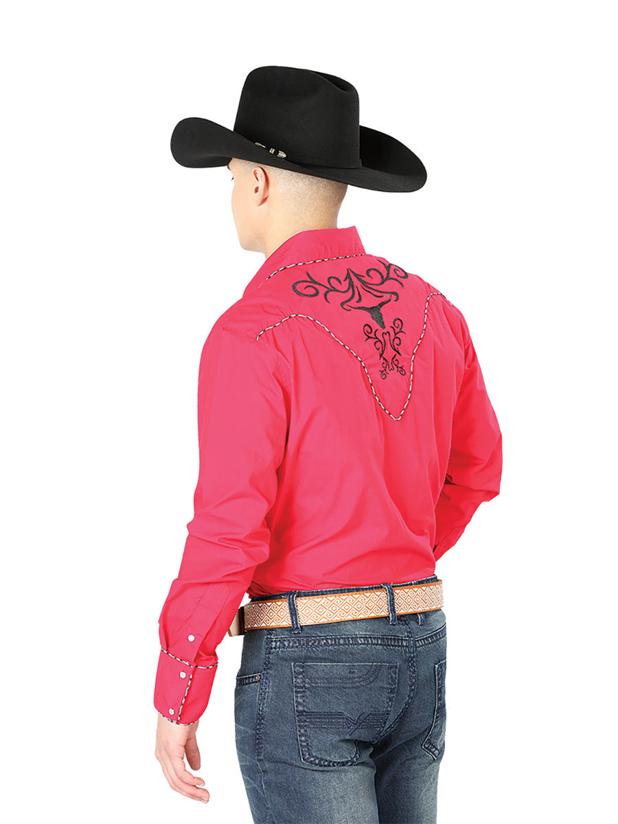 Men's Traditional Embroidered Western Shirt Red/Black 42889 — view 2