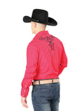 Men's Traditional Embroidered Western Shirt Red/Black 42889