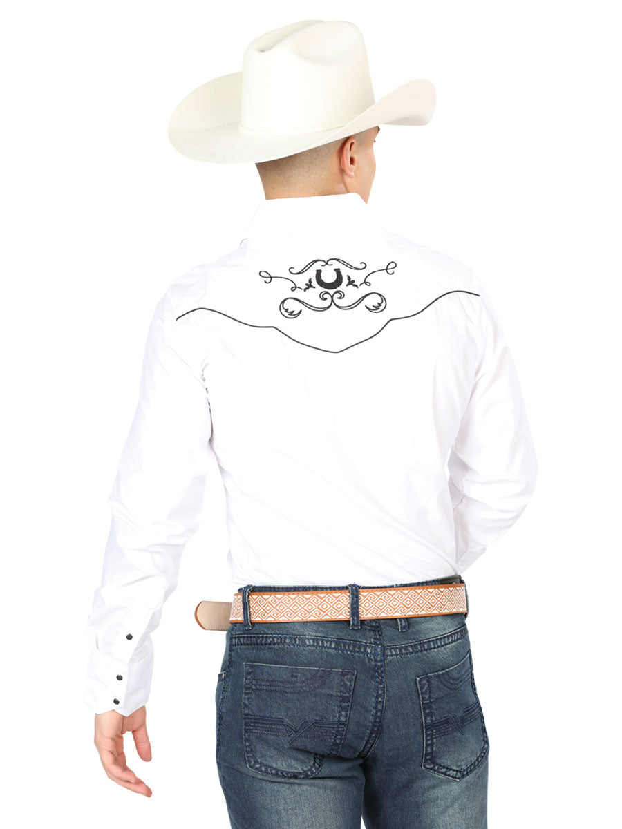 Men's Traditional Embroidered Western Shirt White/Black 42946 — view 2