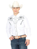 Men's Traditional Embroidered Western Shirt White/Black 42946
