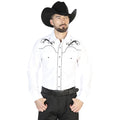 Men's Traditional Embroidered Western Shirt White/Black 42957