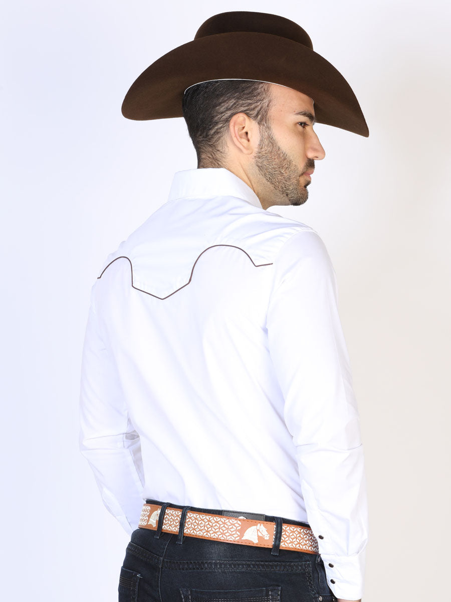 Men's Traditional Embroidered Western Shirt White/Black 42957 — view 2