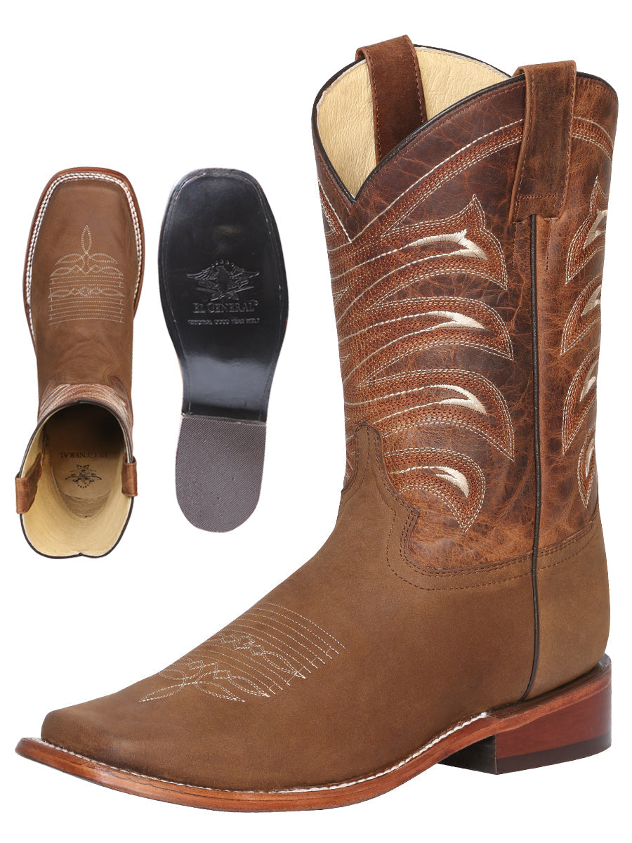 El General Men's Leather Cowboy Boot - Made in Mexico - Crazy Tan 42993 — view 2