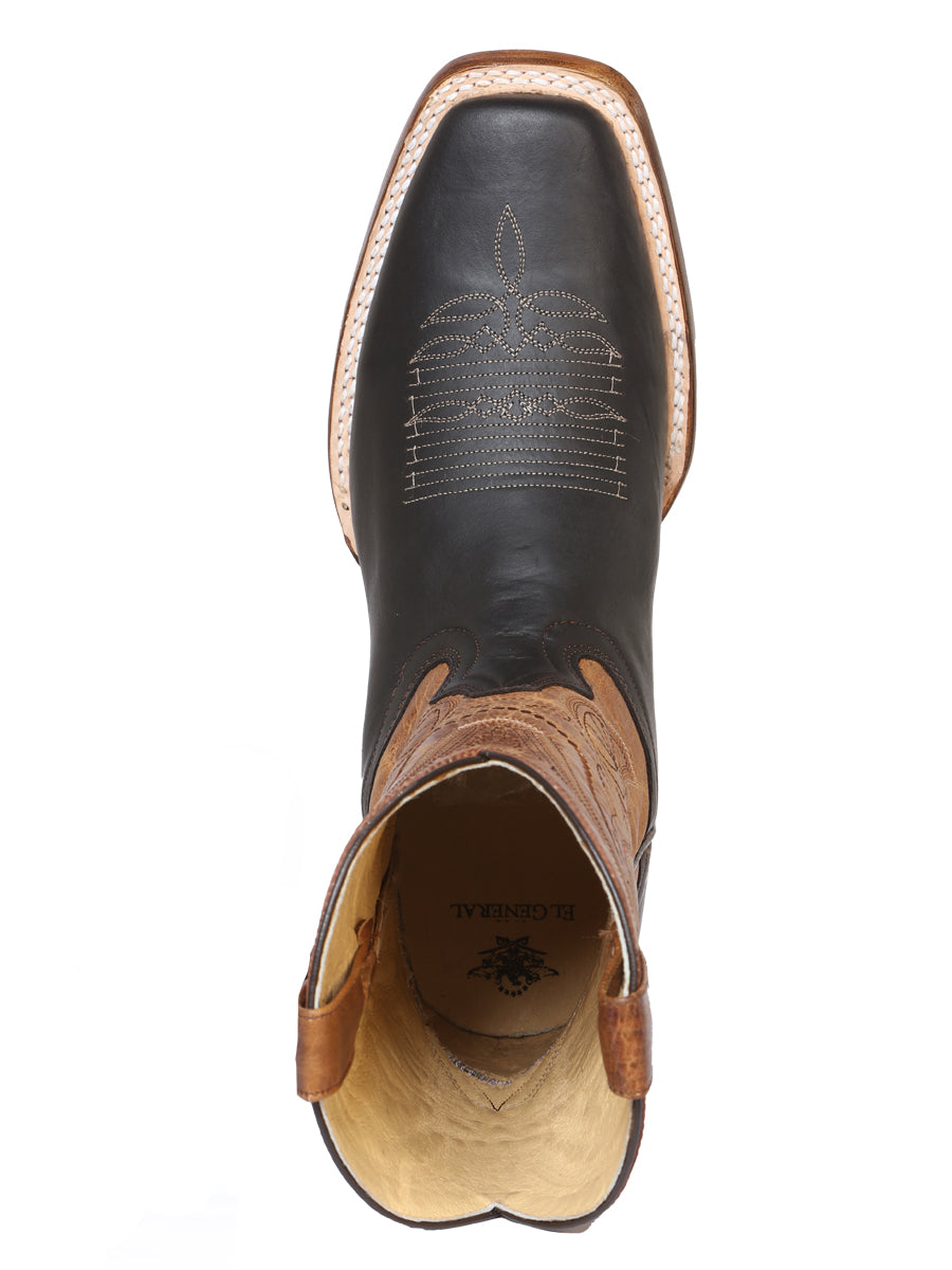 El General Men's Leather Cowboy Boot - Made in Mexico - Dark Brown 42996 — view 2