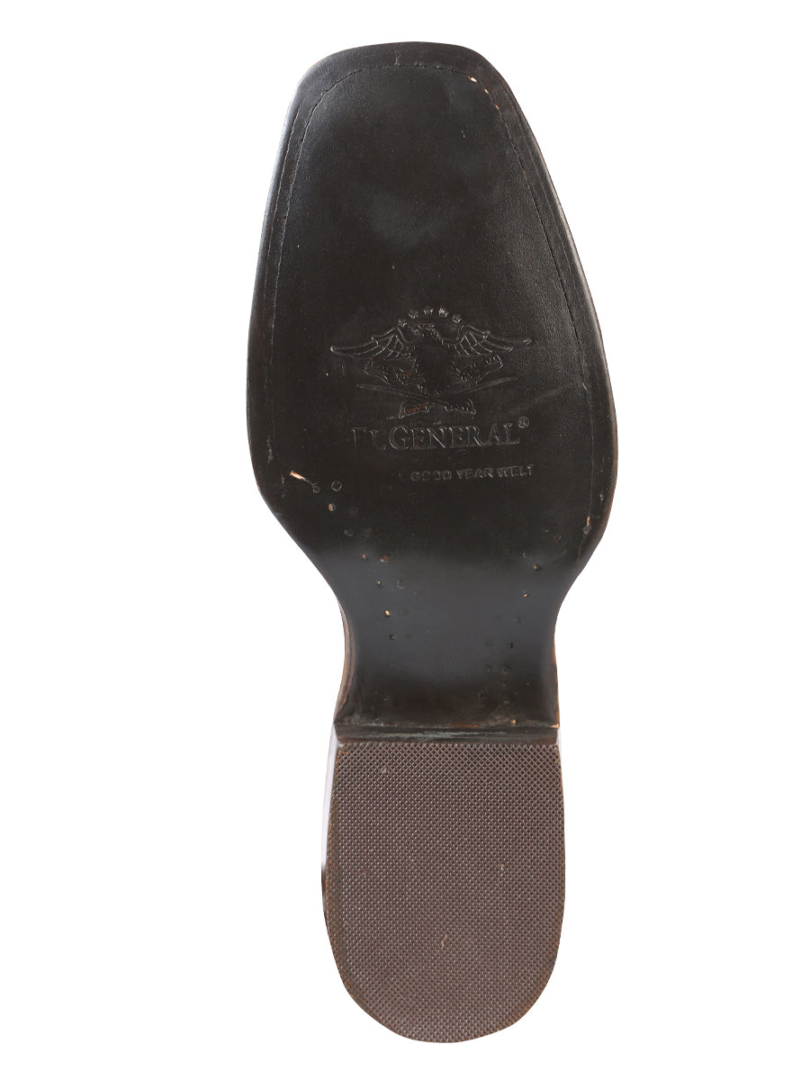 El General Men's Leather Cowboy Boot - Made in Mexico - Dark Brown 42996 — view 3