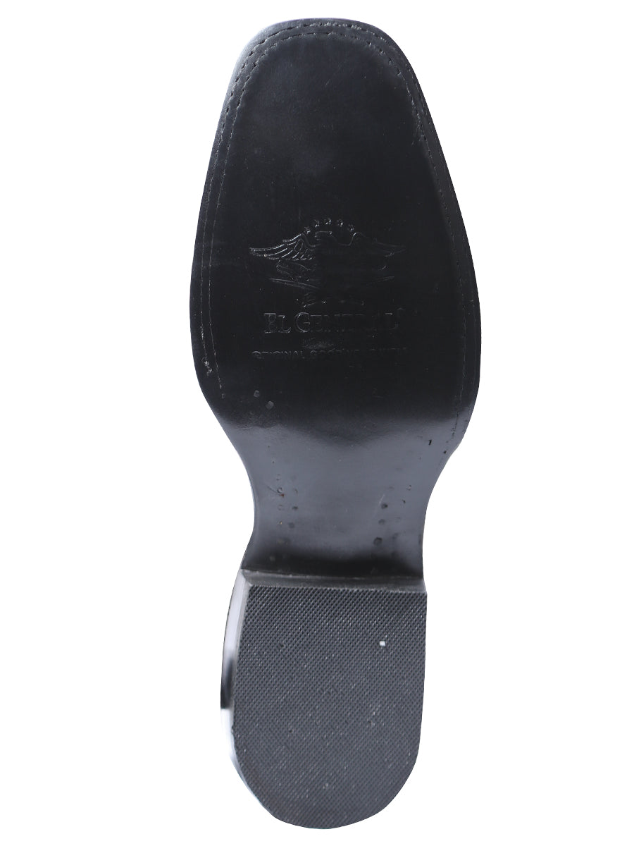 El General Men's Leather Cowboy Boot - Made in Mexico - Black 42998 — view 3
