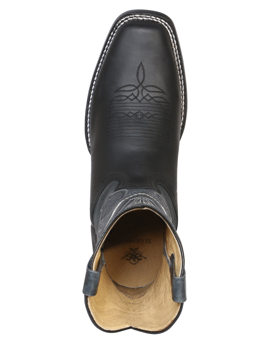El General Men's Leather Cowboy Boot - Made in Mexico - Black 42998 — view 4