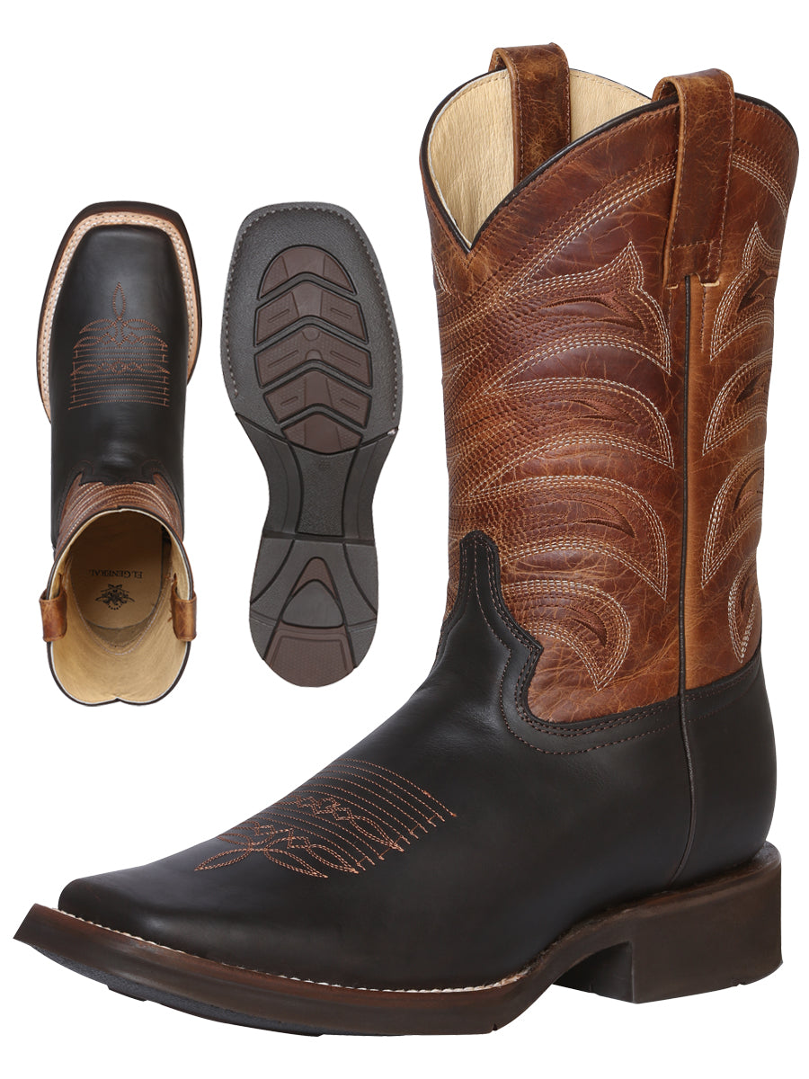 El General Men's Leather Cowboy Boot - Made in Mexico - Dark Brown 43000 — view 2