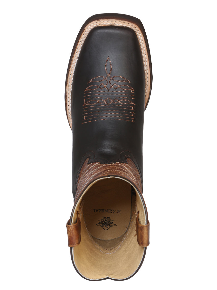 El General Men's Leather Cowboy Boot - Made in Mexico - Dark Brown 43000 — view 3