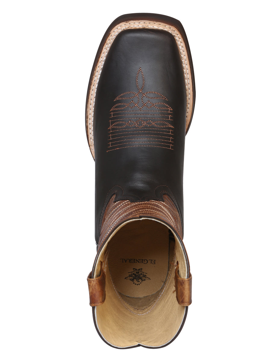El General Men's Leather Cowboy Boot - Made in Mexico - Dark Brown 43000 — view 5