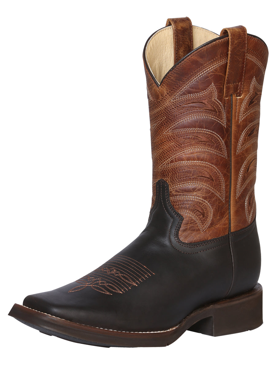 El General Men's Leather Cowboy Boot - Made in Mexico - Dark Brown 43000