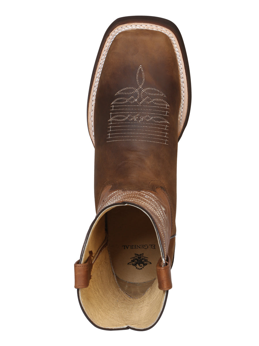 El General Men's Leather Cowboy Boot - Made in Mexico - Crazy Tan 43001 — view 3