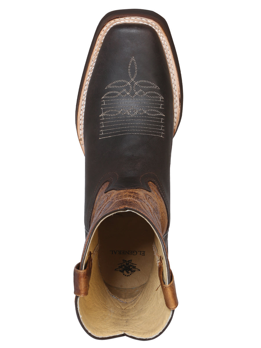 El General Men's Leather Cowboy Boot - Made in Mexico - Crazy Dark Brown 43004 — view 4