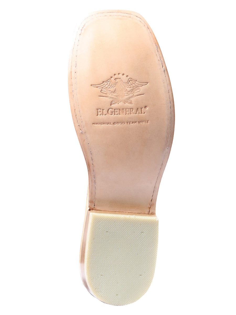 El General Men's Leather Cowboy Boot - Made in Mexico - Floter Light Brown 43009 — view 4