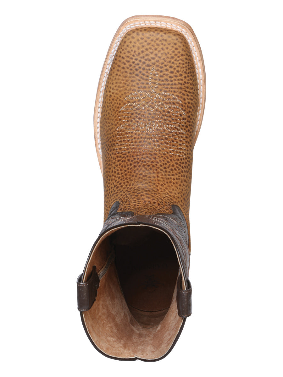 El General Men's Leather Cowboy Boot - Made in Mexico - Floter Light Brown 43009 — view 2