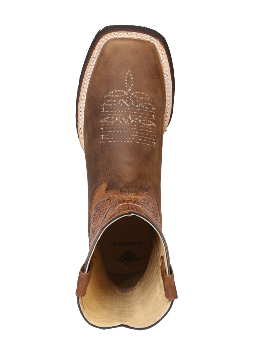 El General Men's Leather Cowboy Boot - Made in Mexico - Crazy Tan 43011 — view 4