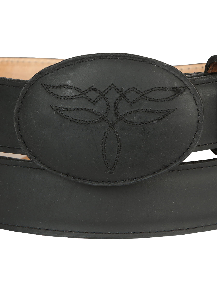El General Men’s Western Belt - Crazy Cowhide Leather - Black 43190 — view 4
