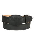 El General Men’s Western Belt - Crazy Cowhide Leather - Black 43190