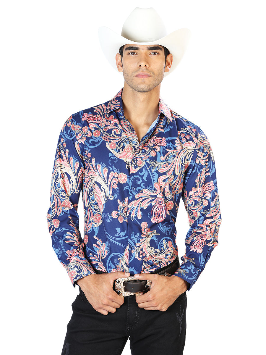 Blue Casual Long Sleeve Shirt 43579