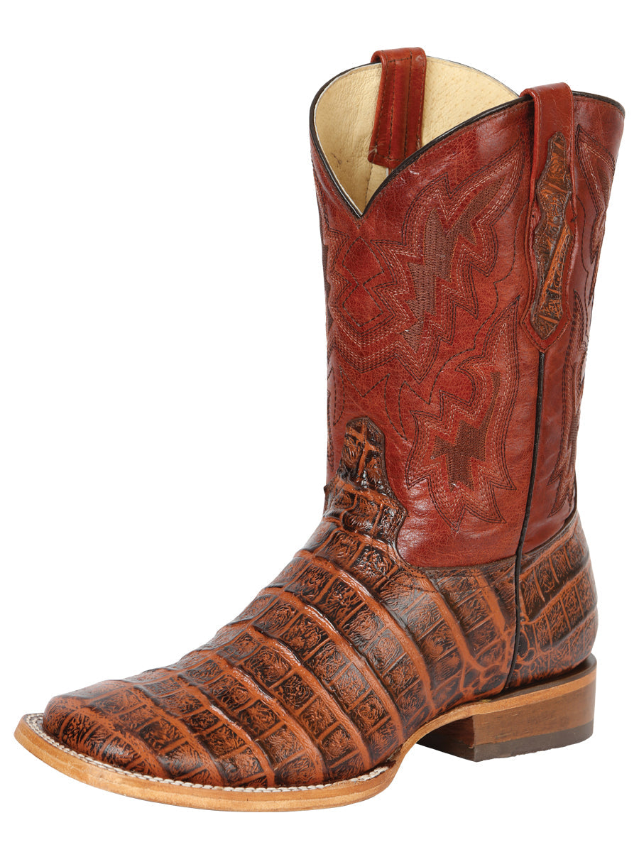 Men’s Western Boot Print Caiman Belly 100 Años - Brandy 43630