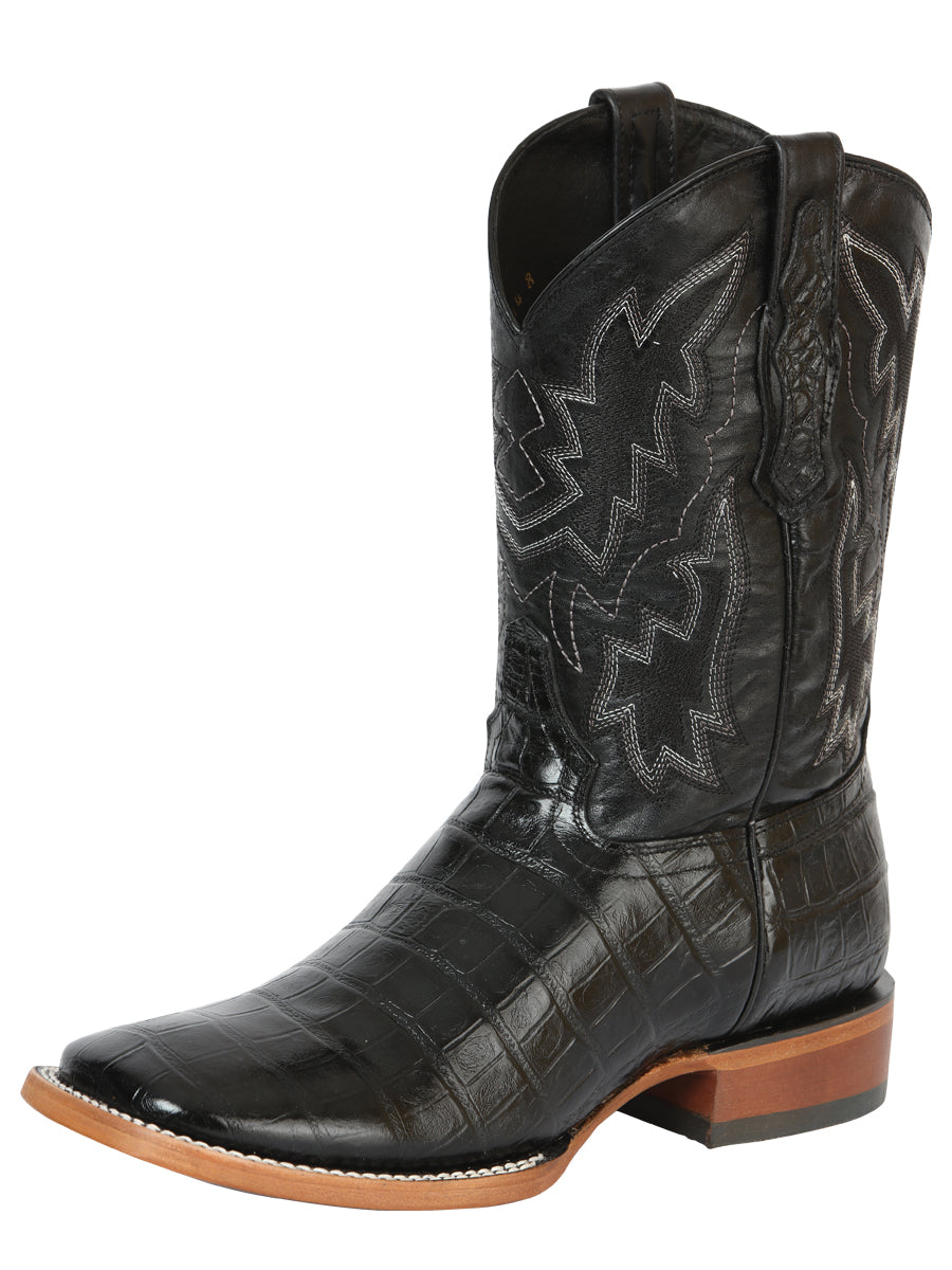 Men’s Western Boot Print Caiman Belly 100 Años - Black 43633