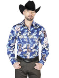 Blue Butterfly Casual Long Sleeve Shirt 43674