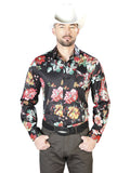 Black With Red Roses Casual Long Sleeve Shirt 43675