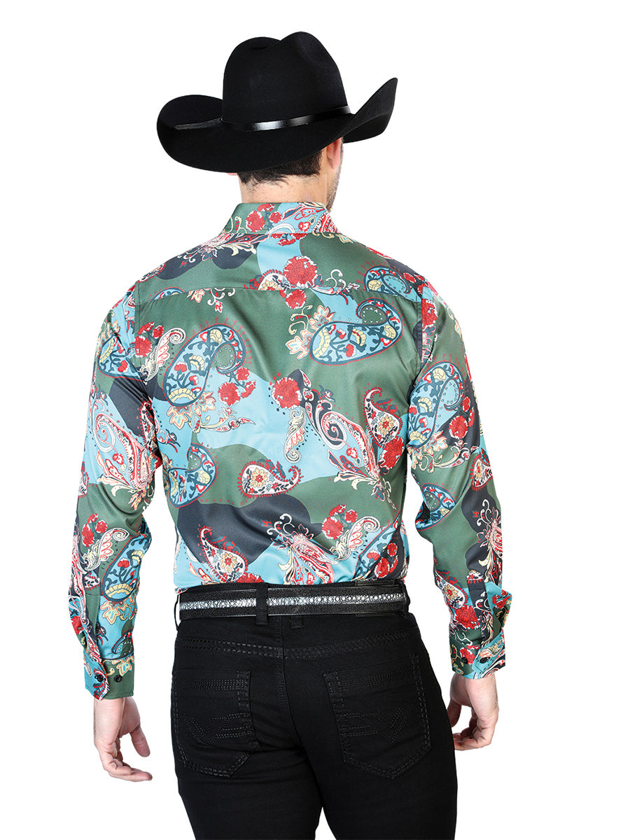 Senor De Los Cielos Green Casual Long Sleeve Shirt 43681 — view 2