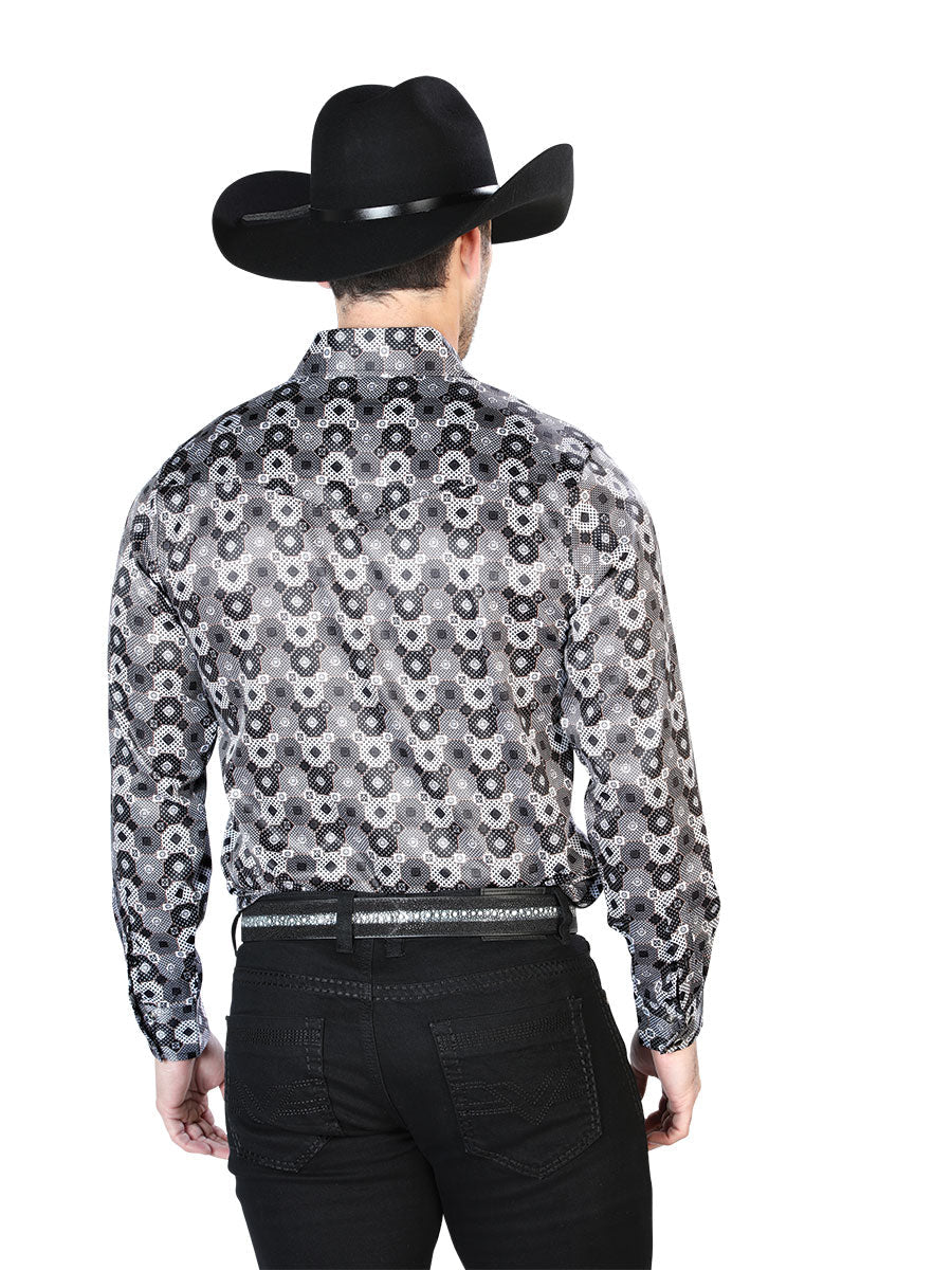 Black And Gray Casual Long Sleeve Shirt 43939 — view 2