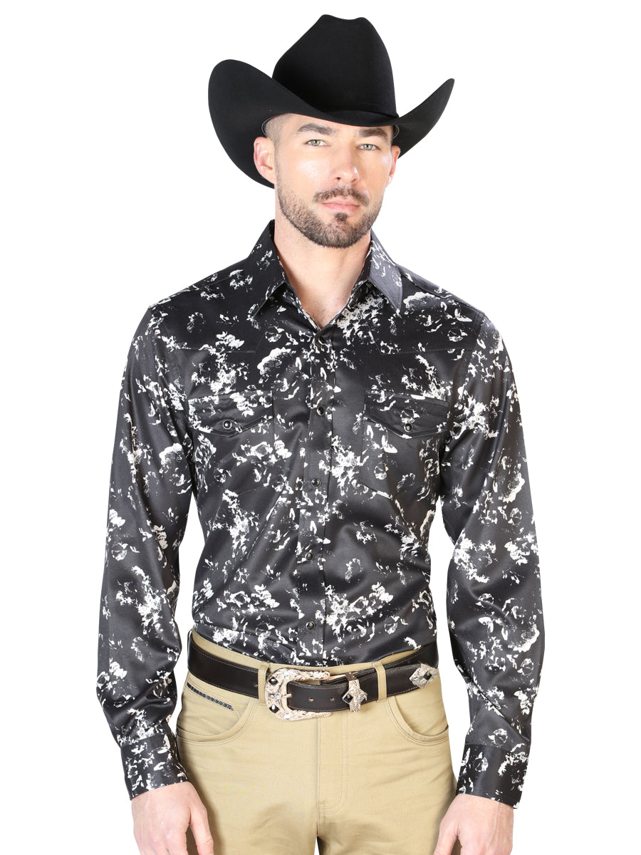 Black And Beige Casual Long Sleeve Shirt 43946 — view 2