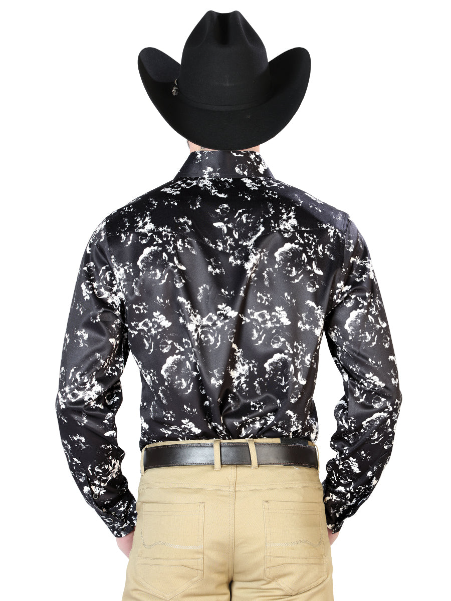 Black And Beige Casual Long Sleeve Shirt 43946 — view 3