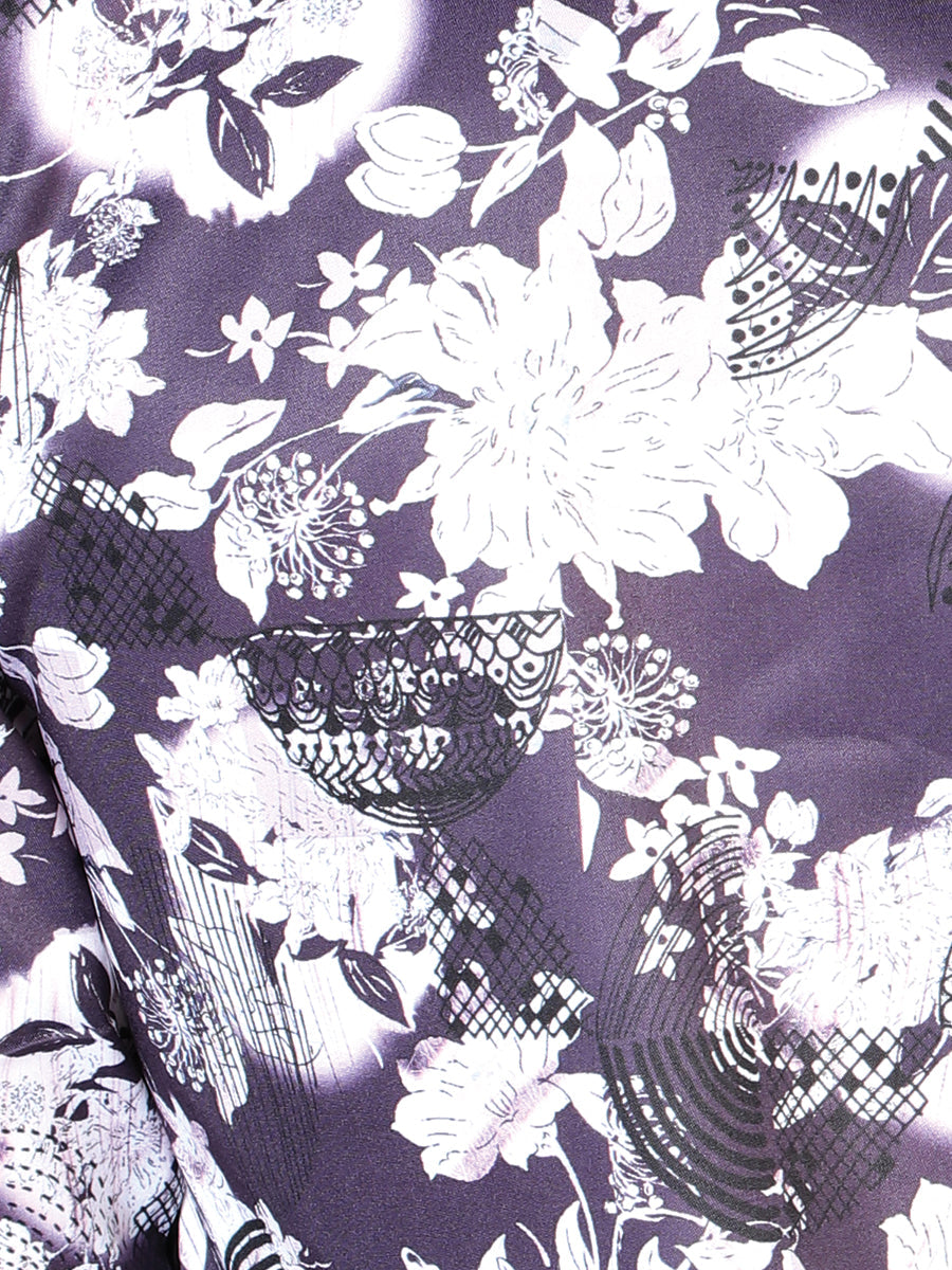 Purple Flower Print Long Sleeve Shirt 43948 — view 3