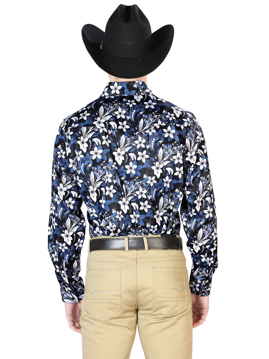 Blue Flower Casual Long Sleeve Shirt 43954 — view 2