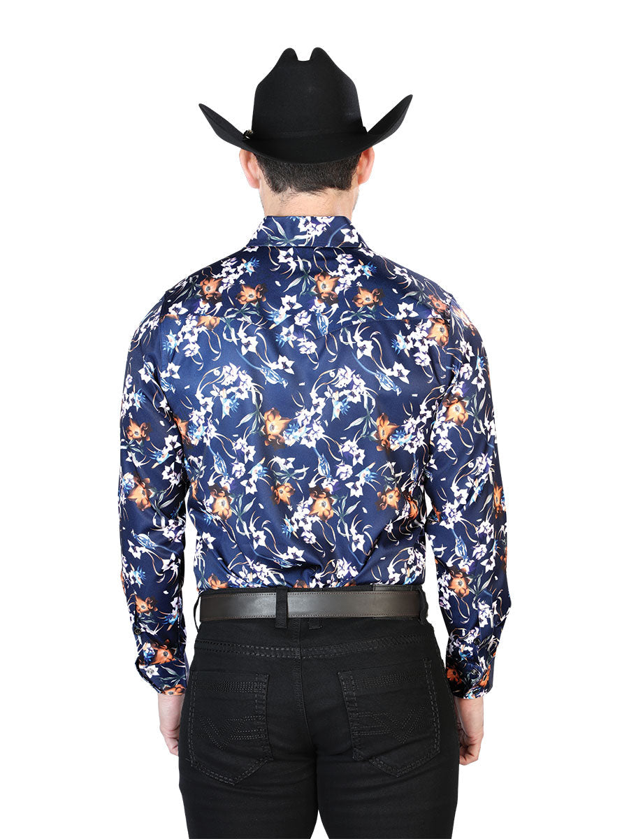 Blue Flowers Casual Long Sleeve Shirt 43957 — view 2