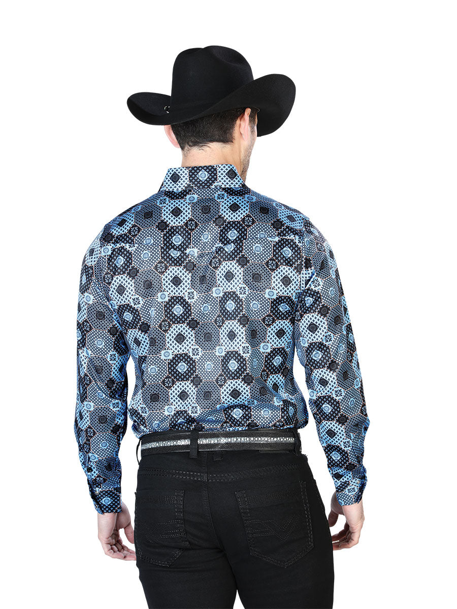 Blue Print Casual Long Sleeve Shirt 43963 — view 2