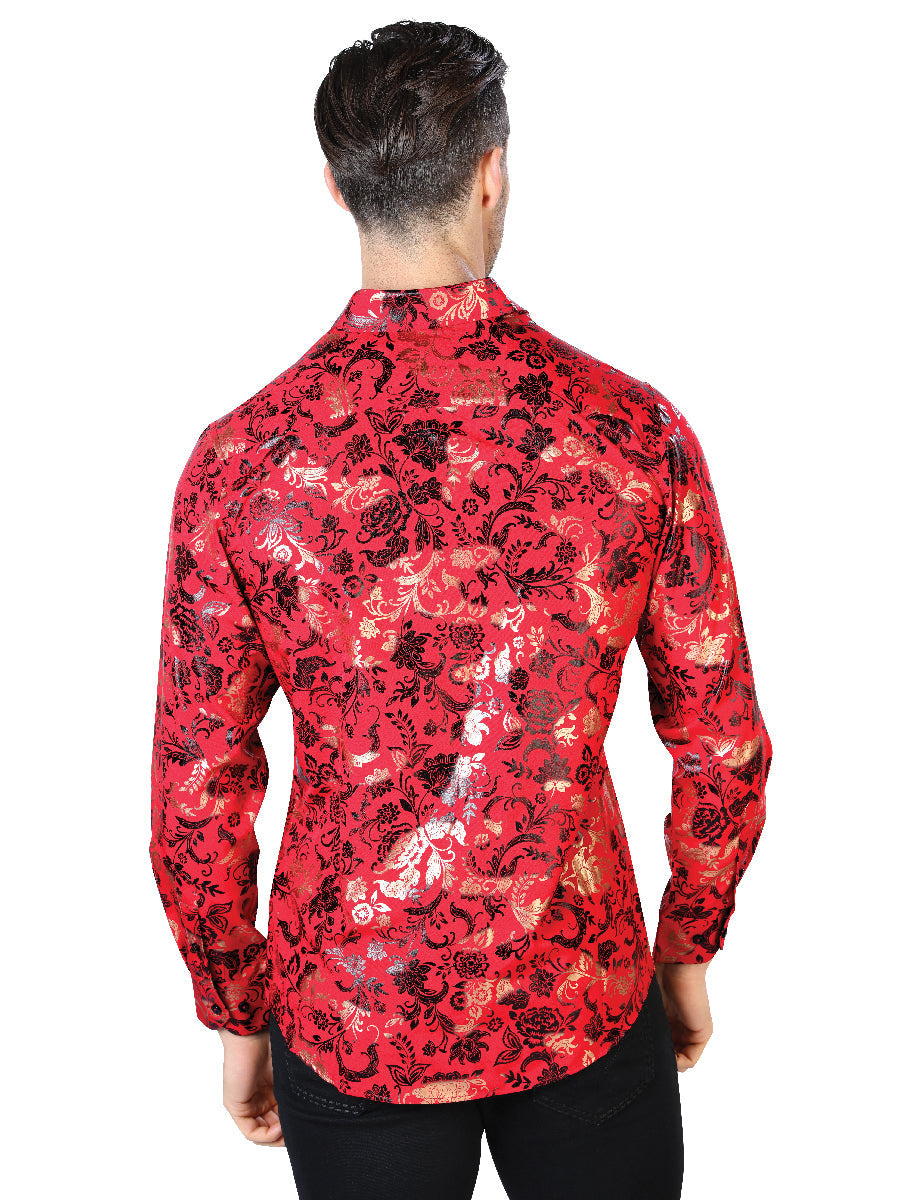 Red And Gold Casual Long Sleeve Shirt 44031 — view 2